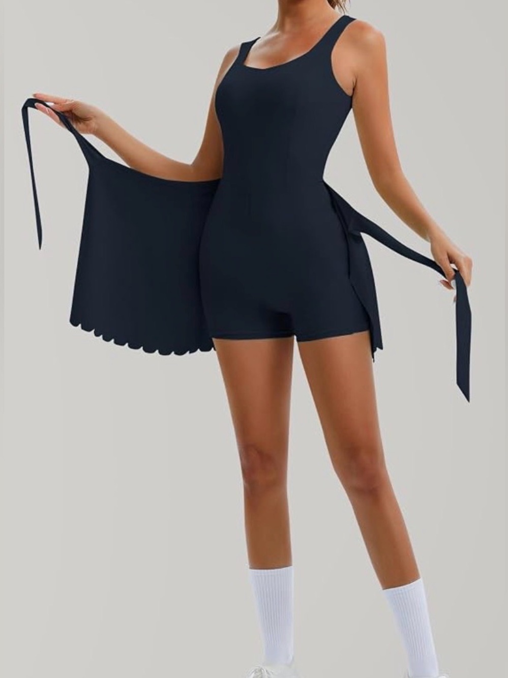 Square Neck Tennis Dress Built-in Bra and Shorts
